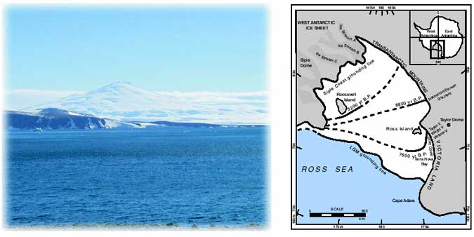 Photo and Graph of Cape Ross Ice Sheet