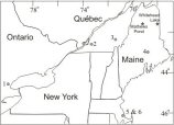 Map of New England with research areas noted
