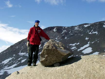 Gordon with perched boulder