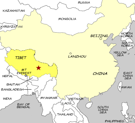 Map of China - team location