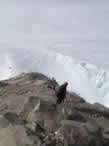 Looking down on the terrace series along the northern flank of Tuning Nunatak.