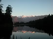 End of a good field day, sunset on Mount Cook from Lake Matheson